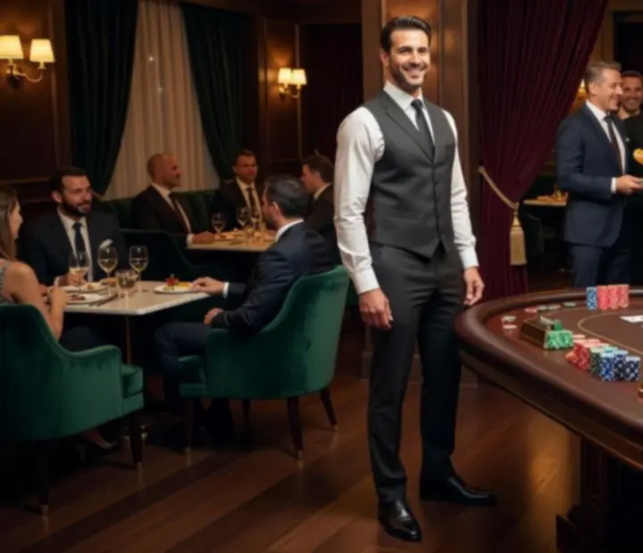 Déroulement d'une soirée poker au restaurant avec service de plats et tables de jeu animées