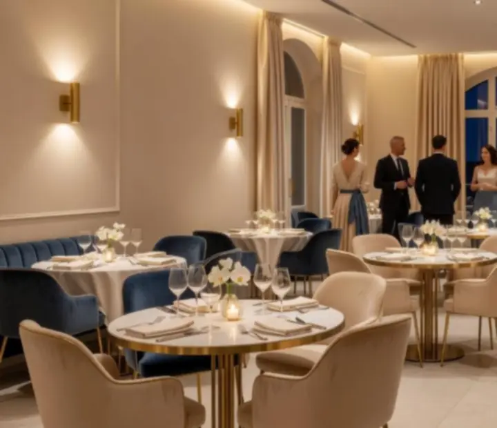 Ambiance lounge d'un restaurant partenaire pour des soirées poker et gastronomie